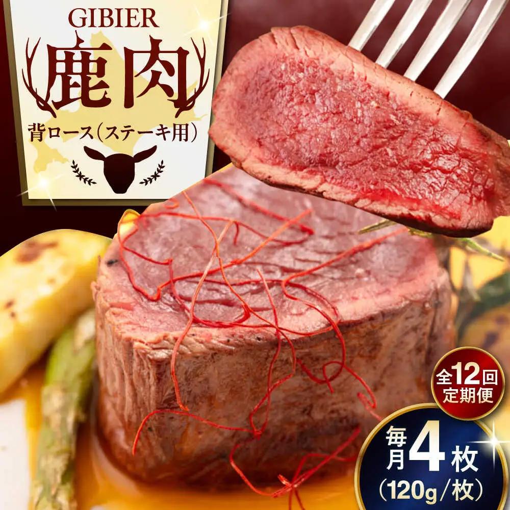 【全12回定期便】鹿肉 背ロース 4枚 鹿肉 AJAO039