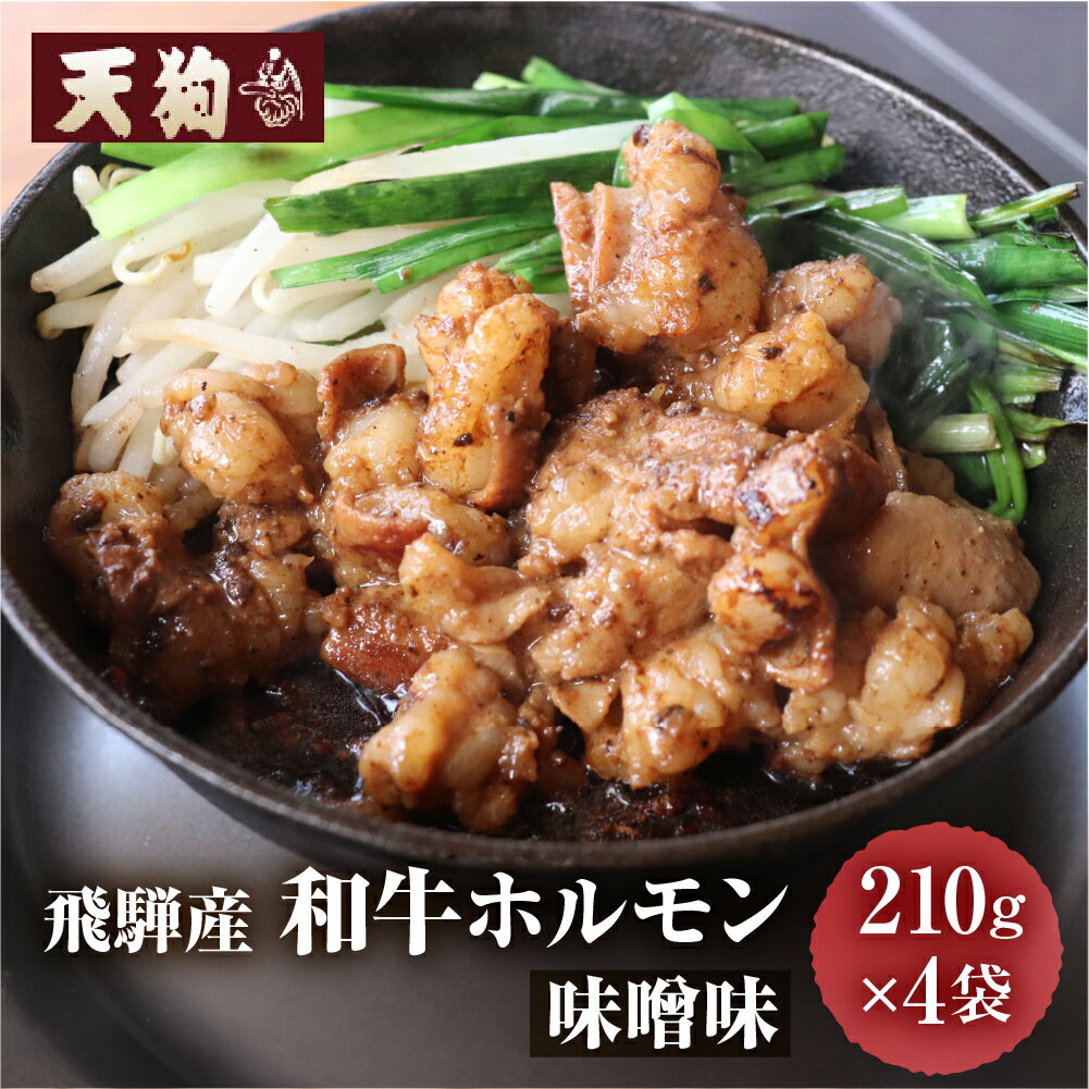 【ふるさと納税】飛騨産和牛ホルモン 味噌味 210g×4袋 【冷凍】牛肉 牛ホルモン みそ味 天狗 ほるもん 牛ホル 牛 天狗 焼くだけ 簡単 贈答品 ギフト BBQ アウトドア 味付き 10000円 1万円 岐阜県 下呂市