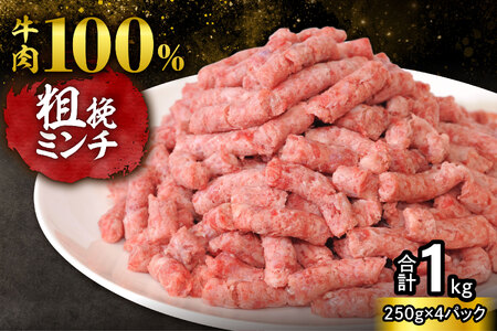 訳あり牛肉100%粗挽きミンチ!北海道産牛ひき肉1kg! (250g×4パック)_S006-0052