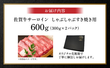 艶さし！【厳選部位】【A4～A5】佐賀牛サーロインしゃぶしゃぶすき焼き用　600ｇ（300ｇ×2ｐ）