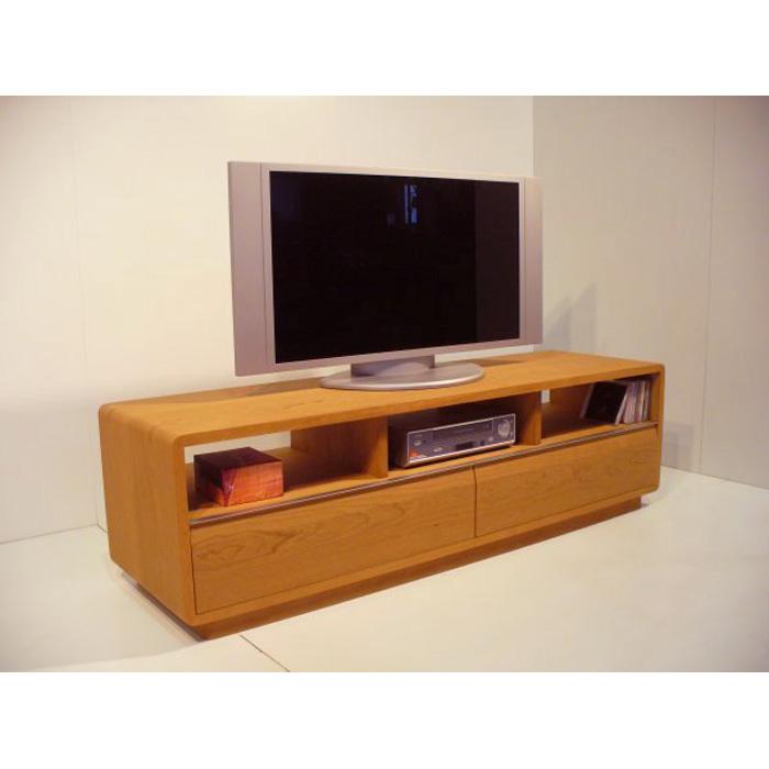 【ふるさと納税】【ROUND テレビボード　ブラックチェリー153cm】＜ブラックチェリー材ツキ板　オイルフィニッシュ＞ 家具 テレビ台 テレビボード TVボード AVボード 棚 リビングボード サイドボード ローボード MUFactory