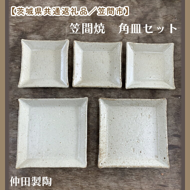 【ふるさと納税】数量限定 笠間焼 角皿セット（3.5寸角皿3個＆5寸角皿2個） 茨城県共通返礼品/笠間市 笠間焼 仲田製陶 皿 角皿 伝統工芸品 セット ふるさと納税 水戸市 茨城県（GL-6）