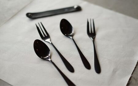 ギフト 黒染めカトラリーC小ペアセット [つやつや] 96 KURO デザートフォーク デザートスプーン ステンレス製 燕三条製 新生活 経年変化 おしゃれ キッチン ごちそう おもてなし 贈り物【0