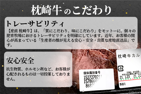 鹿児島 枕崎牛 【カルビ 1kg】 焼肉 国産和牛 小分け 10P　C0-63【配送不可地域：離島】【1562437】