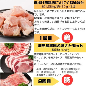 【E90002】＜定期便・全5回＞肝付町セレクト定期便《肉だらけ定期便B》 鹿児島 牛肉 黒毛和牛 豚肉 黒豚 鶏肉 唐揚げ 味付け 定期便 セレクト 加工品 肉加工品 簡単調理 冷凍 冷凍食品 【株