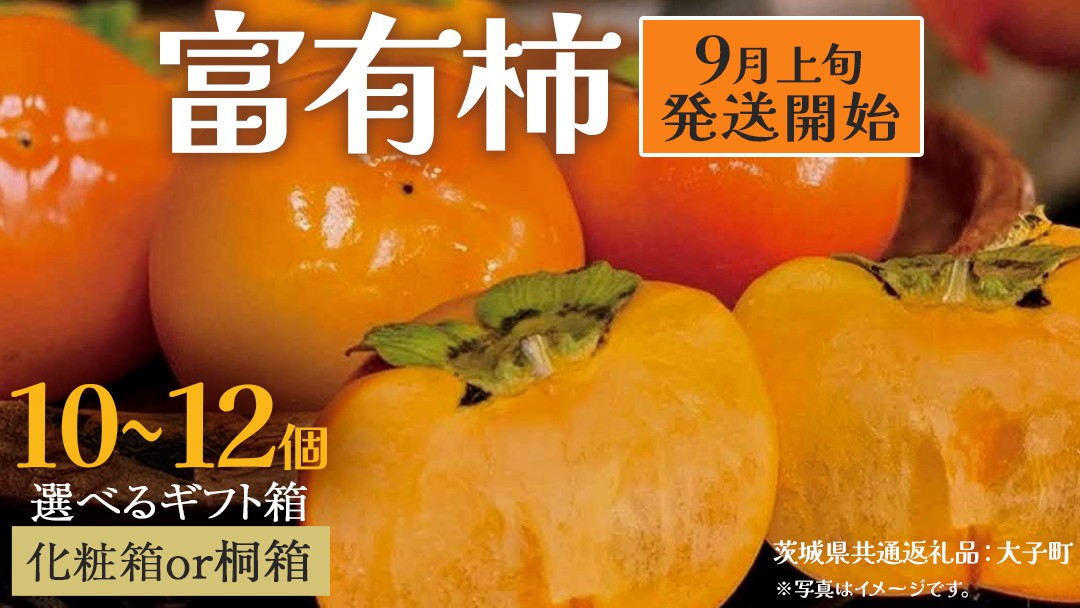 
            《 選べる 梱包 》 富有柿10～12個 化粧箱入り / 桐箱入り【2025年9月上旬発送開始】(茨城県共通返礼品：大子町) 柿 かき カキ 果物 フルーツ 旬 季節限定 期間限定 贈答用 ギフト 贈り物
          