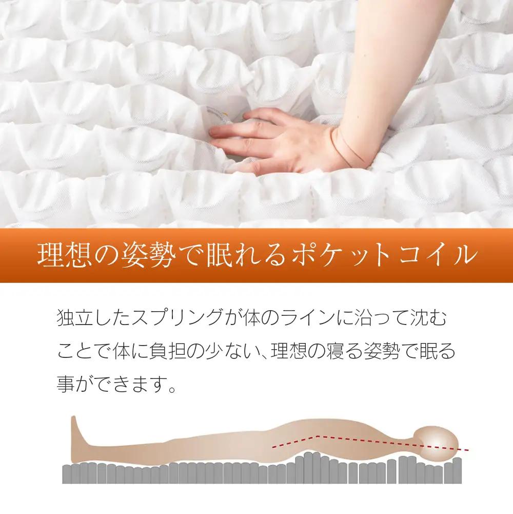 マットレス ポケットコイル ダブル 源ベッド 夜香 スタンダード3 国産マットレス 寝具 圧縮梱包 解体して分別できる シンプル仕様で一人暮らしにぴったり_CH041_066