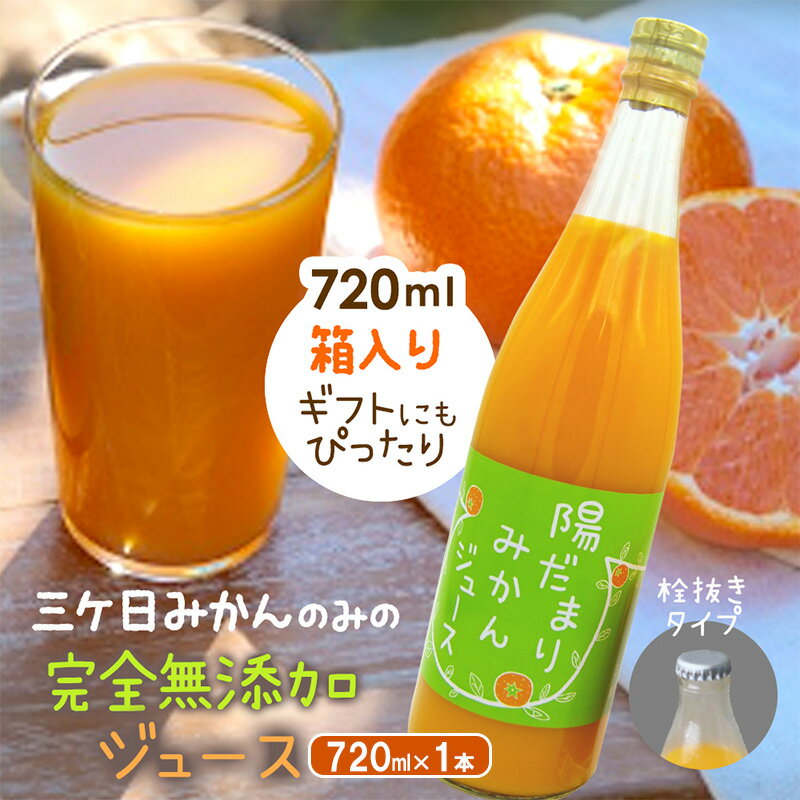 【ふるさと納税】三ヶ日青島みかんジュース ストレート100% 720ml 1本 青島みかん 無添加 無着色 ストレートジュース 陽だまりファーム 静岡 浜松市