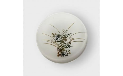 丸小皿 秋草 純白