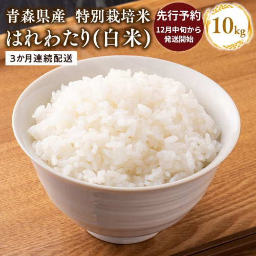 【令和8年産 先行予約   配送時期：2026年12月中旬～】　【3ヶ月連続お届け】特別栽培米 はれわたり白米10kg(5kg×2袋)×3回