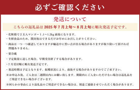 熊本県産　完熟マンゴー（化粧箱入）3L（2玉入） 【2024年7月から8月上旬発送予定】