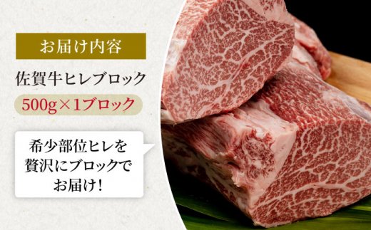 佐賀牛 贅沢 ヒレ ブロック 500g 【株式会社いろは精肉店】 [IAG039]