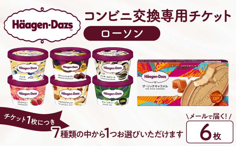 【メールで届く】ハーゲンダッツ アイスクリーム『コンビニ交換専用チケット　6個交換（ローソン）』_H-rogift106