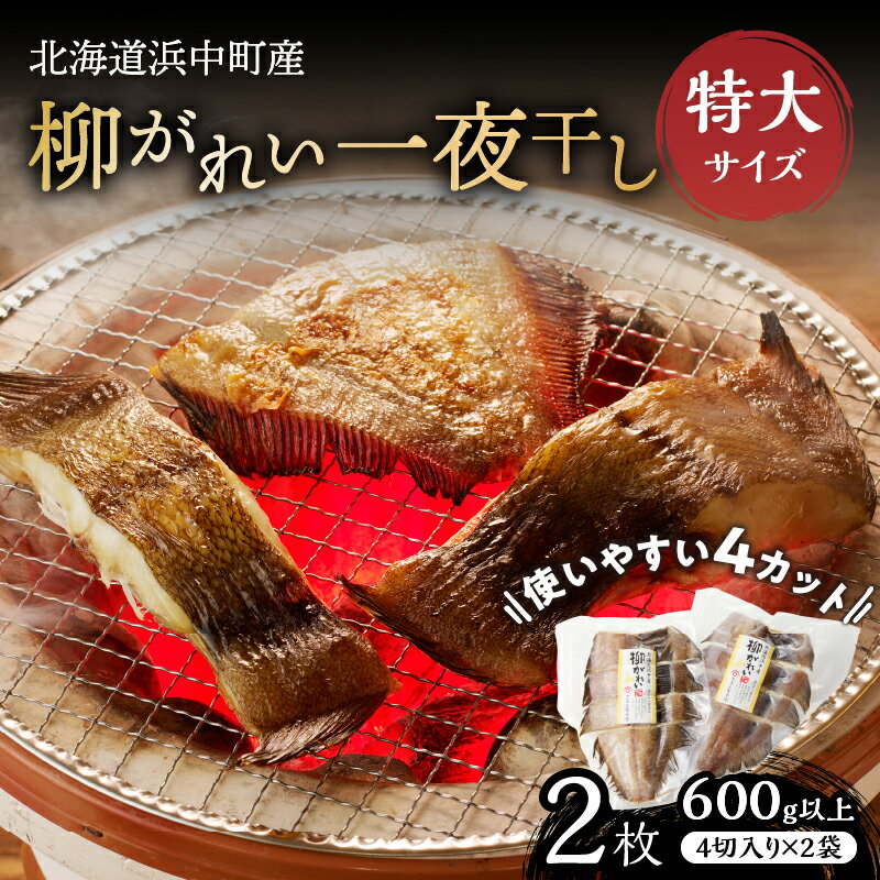 【ふるさと納税】【レビューキャンペーン対象】北海道 浜中町産 柳がれい 一夜干し 特大 600g以上 4切入り × 2袋 魚介 海産物 海の幸 干物 乾物 国産 食品 加工品 おかず おつまみ お祝い 記念日 ギフト 贈り物 贈答 プレゼント おすすめ お取り寄せ グルメ 冷凍 送料無料