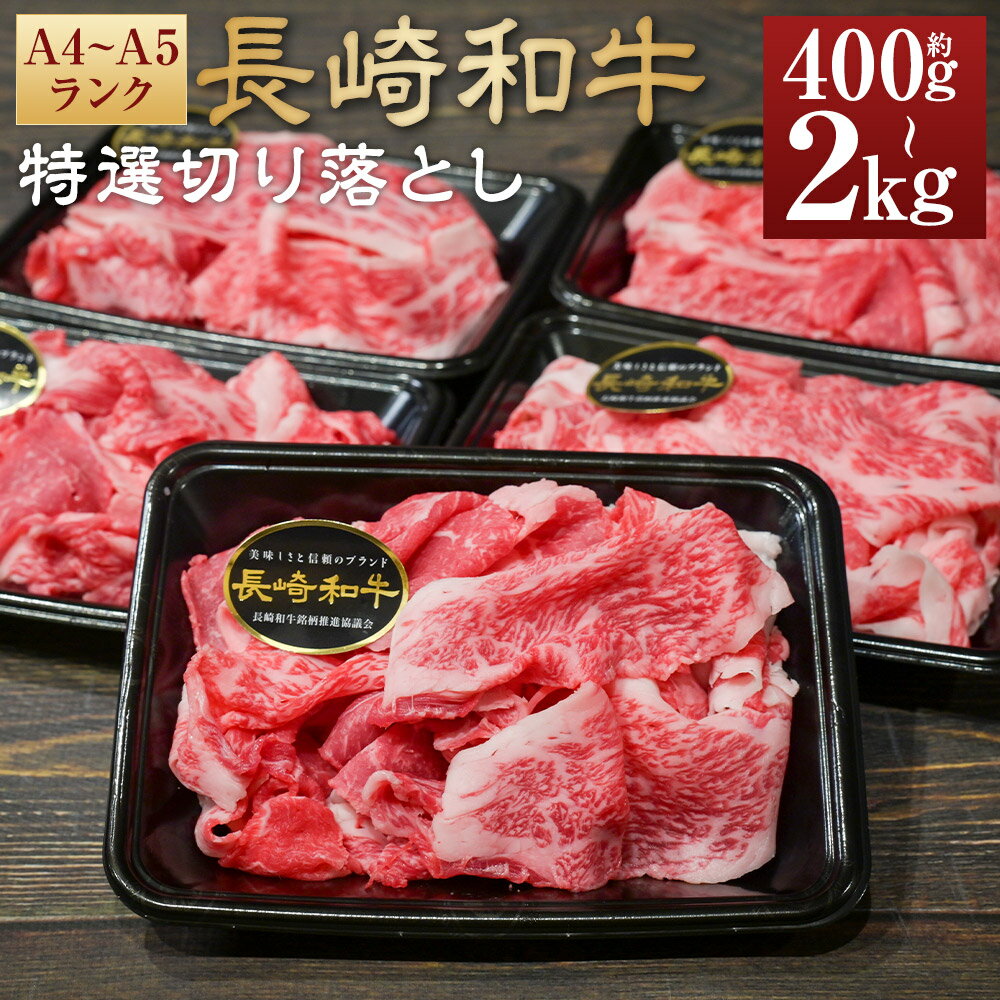 【ふるさと納税】A4~A5ランク 長崎和牛特選切り落とし 選べる内容量 ( 計約400g / 計約600g / 計約800g / 計約1kg / 計約1.6kg / 計約2kg ) 1パック 約200g | 肩ロース 和牛 牛肉 お肉 肉 小分け パック 冷凍 切落し 長崎県産 国産 長崎県 長崎市 送料無料