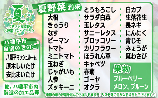 返礼品の内容は選べませんのでご了承ください。生育状況によっては種類に偏りが出る場合があります。