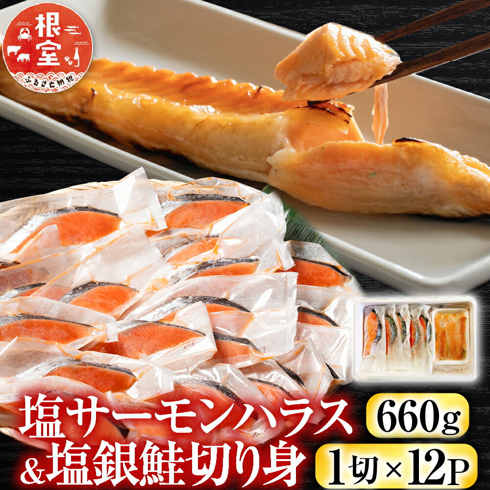 【ふるさと納税】 塩サーモンハラス 660g＆塩銀鮭切り身 1 切 × 12P サーモン 鮭 さけ サケ しゃけ シャケ 魚 さかな サカナ お取り寄せ グルメ 海鮮 ハラス 個包装 銀鮭 北海道 根室市 ふるさと納税 A-09032