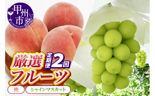 【定期便】甲州の名産品が詰まった厳選フルーツ2回定期便 桃・シャインマスカット【2025年発送】（IS）C-465