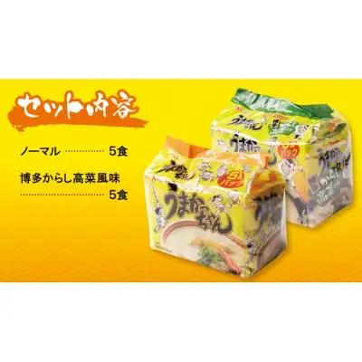 Z55-06 うまかっちゃん 博多からし高菜・豚骨ラーメン食べ比べセット(5食×2) ラーメン