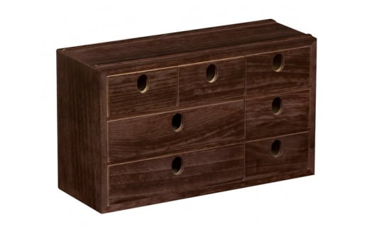 総桐　多用途ボックス　3列×3段　チョコ ／ 整理 工芸 軽い 広島県 No.146