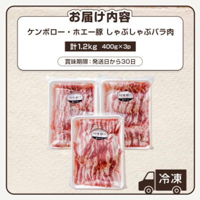 ケンボロー・ホエー豚 しゃぶしゃぶバラ肉1.2kgセット【CT−019】【配送不可地域：離島】【1396955】