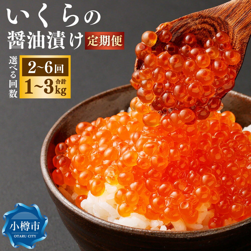 【ふるさと納税】【回数が選べる定期便】いくらの醤油漬け 計1kg~3kg 2~6回 1回あたり 500g（250g×2）いくら イクラ 醤油漬け 醤油漬 魚卵 鮭 海鮮 冷凍 小樽市 北海道 送料無料