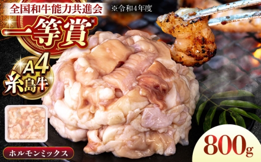 A4ランク 和牛 ホルモンミックス 800g もつ鍋 ホルモン焼き 糸島牛 糸島市 / 一番田舎 [AGN008]