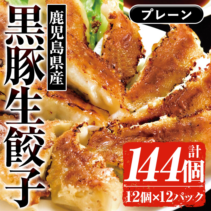 鹿児島黒豚の生餃子(12個×12P・計144個)黒豚 国産 野菜 おかず おつまみ ぎょうざ ギョウザ 惣菜 冷凍 おかず 弁当 小分け【鹿児島協同食品】【A-1730H】