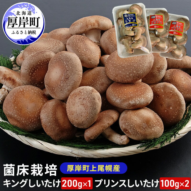 【ふるさと納税】北海道産 厚岸町 上尾幌 菌床栽培 キングしいたけ 1パック プリンスしいたけ 2パック　厚岸町