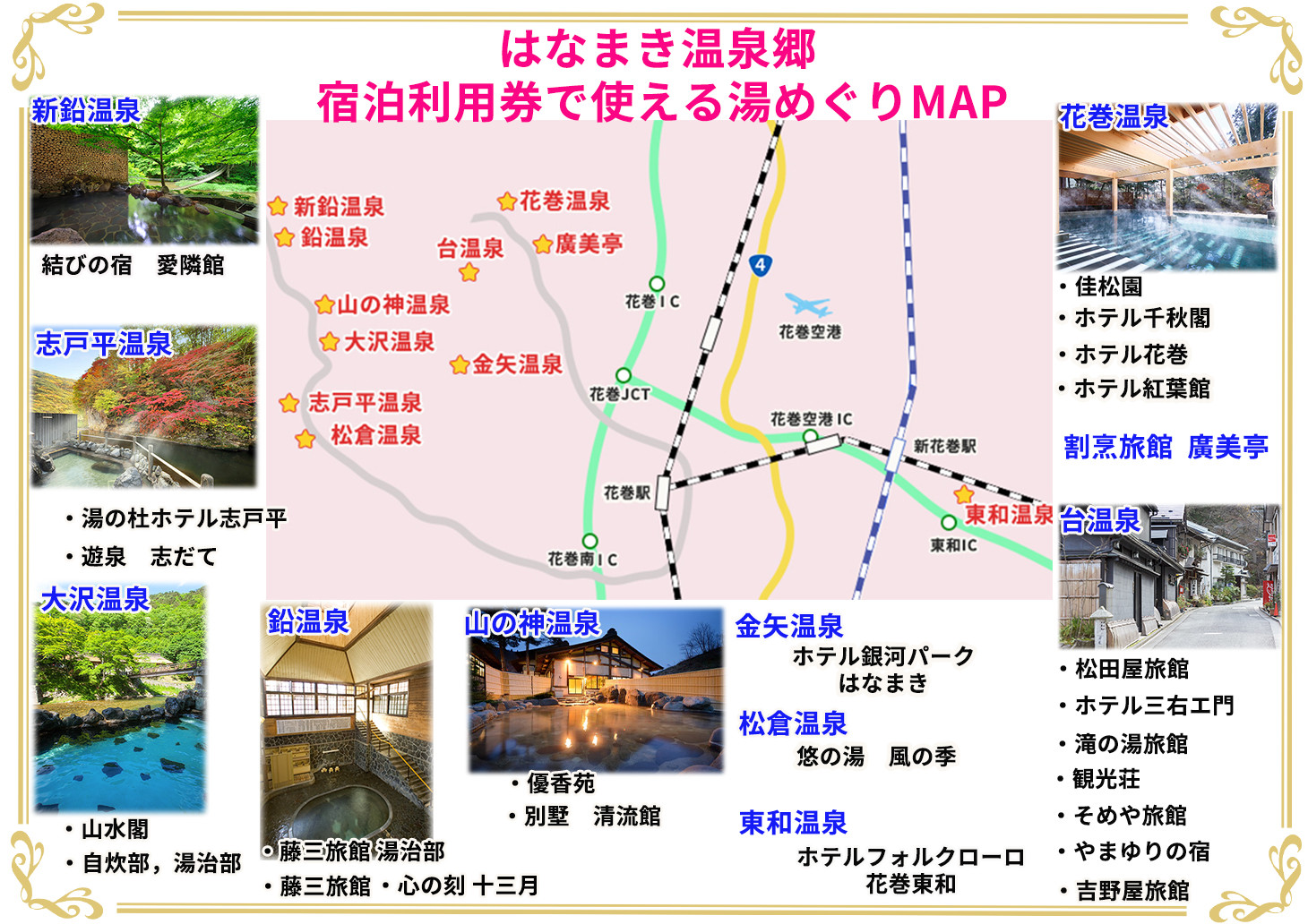はなまき温泉郷 宿泊利用券 1,000円券×3枚 【534】