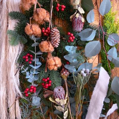 ふるさと納税 阿賀町 【自分で作る】Xmasスワッグキット【あかいみ】