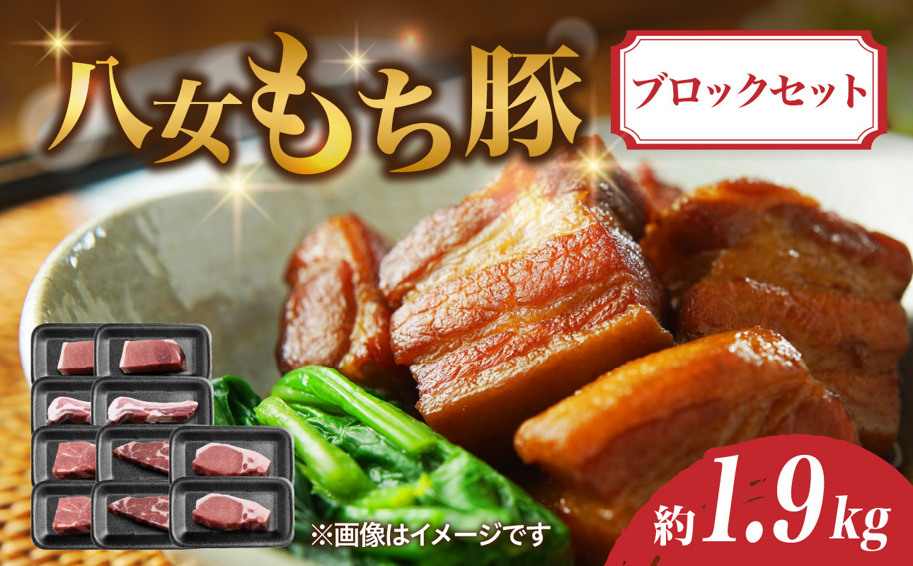 
                  八女もち豚ブロックセット 約1.9キロ 豚肉 ロース モモ
                