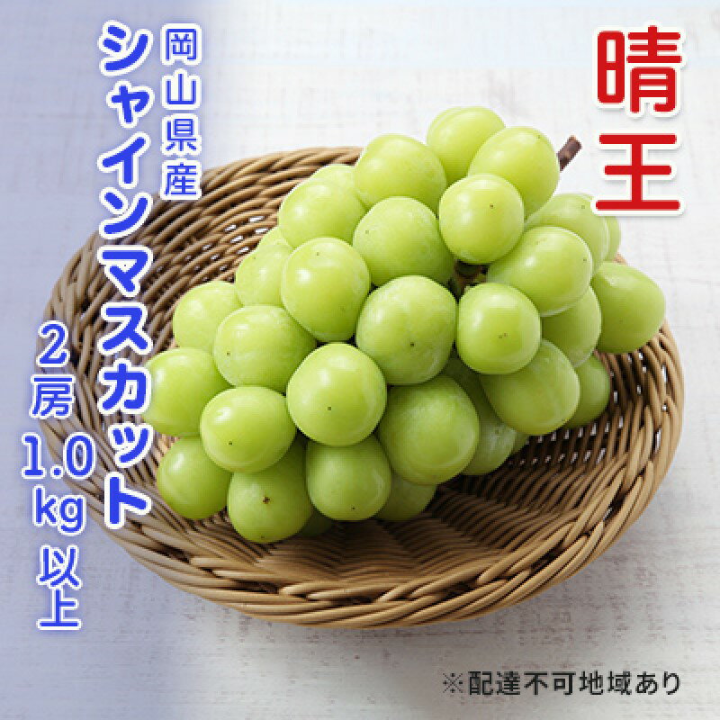 【ふるさと納税】ぶどう 2026年 先行予約 シャインマスカット 晴王 2房 合計1.0kg以上 ブドウ 葡萄 岡山県産 国産 フルーツ 果物 ギフト　お届け：2026年9月上旬～2026年12月下旬
