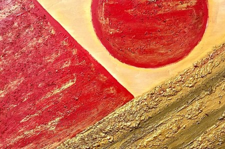 富士山溶岩パワーアート「黄金砂漠の赤富士」絵画 アート