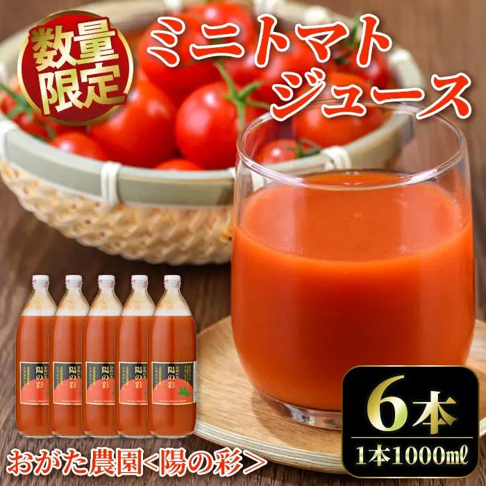 陽の彩 ミニ トマトジュース 1000ml×6本 北海道 士別市【おがた農園】 D7025 