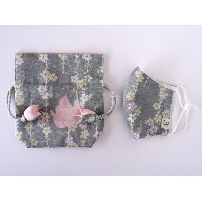 ふるさと納税 亘理町 【メディアで多数紹介の人気製品】　ご褒美、ギフトに　願いを込めた着物地の巾着&マスク |  | 02