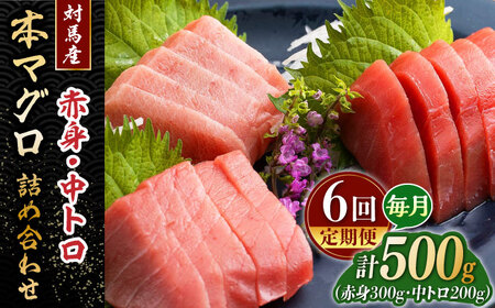 【全6回定期便】対馬産 本マグロ 500g（赤身300g、中トロ200g） トロの華 対馬 新鮮 マグロ トロ 鮪 刺身 [WAQ045]