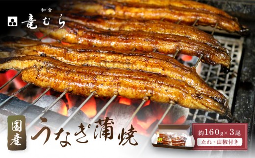 
                  【炭火・職人手焼き】　国産うなぎ蒲焼　約160g×3尾・たれ・山椒　和食竜むら | 土用の丑
                