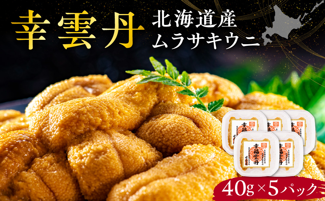 幸雲丹40g(ムラサキ 北海道産)5pc 北海道産 ムラサキウニ 無添加 ミョウバン不使用 生うに熟成製法 熨斗対応_Y038-0157