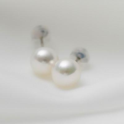 ふるさと納税 神戸市 無調色 アコヤパール 7.5mm PT900 プラチナ スタッドピアス