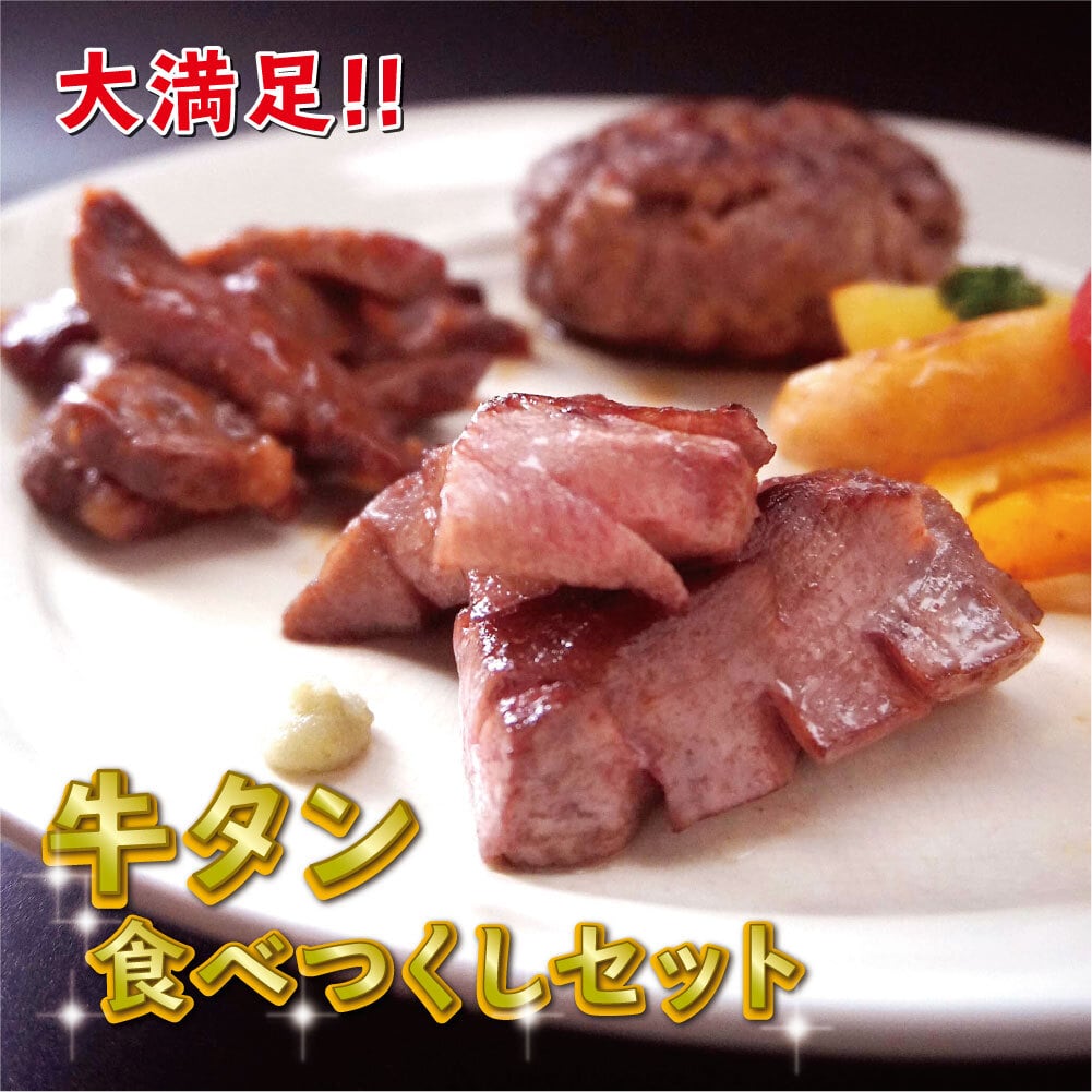 牛タン食べつくしセット ： 大好評 クラファンで目標達成率2316％ 牛肉セット タン元 ステーキ 味付け肉 タン中 牛タンハンバーグ ハンバーグ 詰め合わせ 盛り合わせ セット 熨斗 ギフト 贈り物 贈答用 プレゼント お歳暮 お歳暮