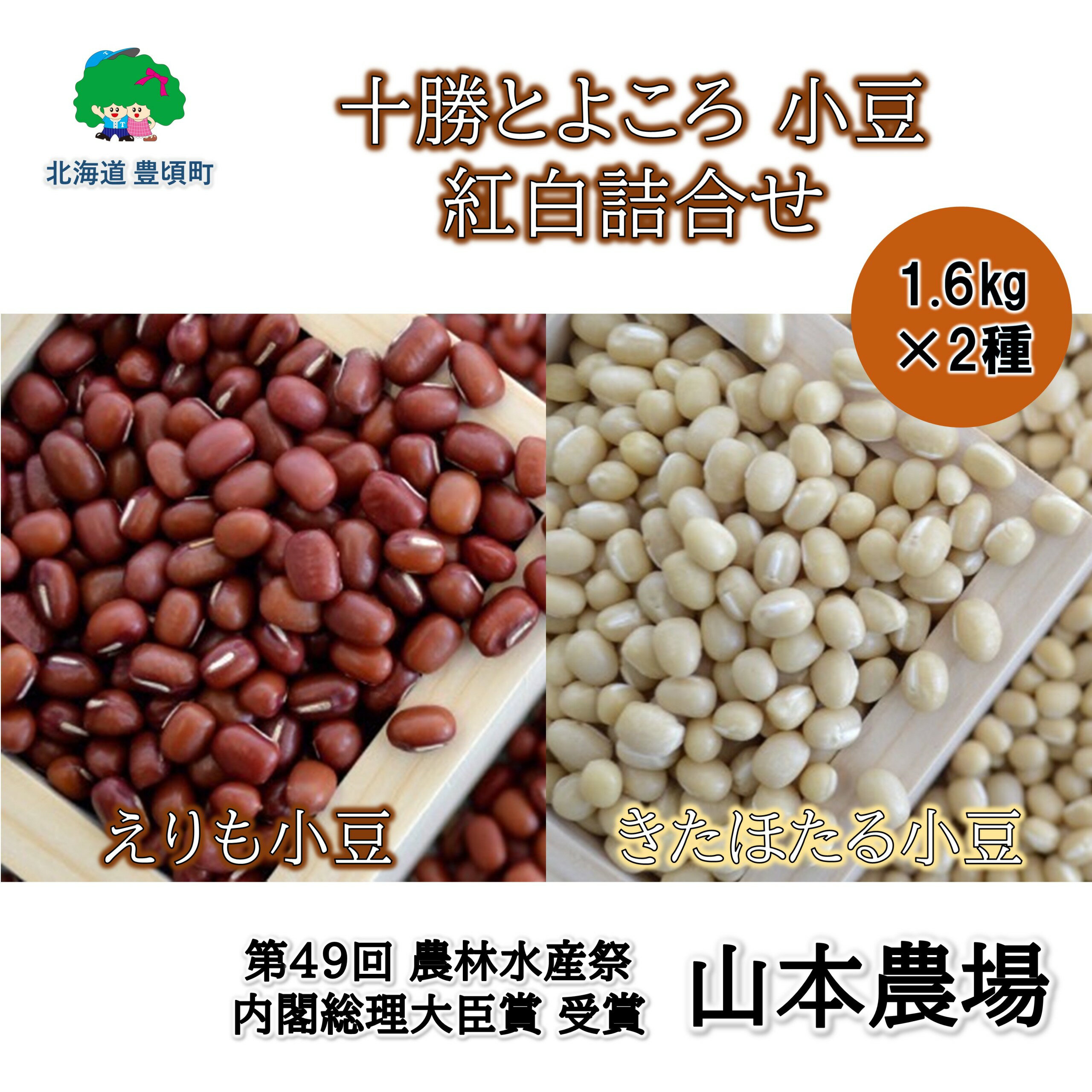 【ふるさと納税】山本農場 十勝とよころの 小豆 紅白詰合せ 1.6kg×2種" 北海道 十勝 豊頃町 " 特産 農家直送 数量限定 送料無料 とよころ あずき しょうず まめ 豆