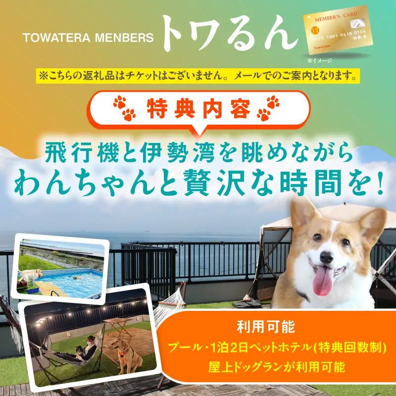 【TOWATERAメンバーズ】ドッグラン、ペットホテルなどをお得に利用できる「トワるん」会員入会＋ドッグラン3回分（1頭）｜ペット 常滑市