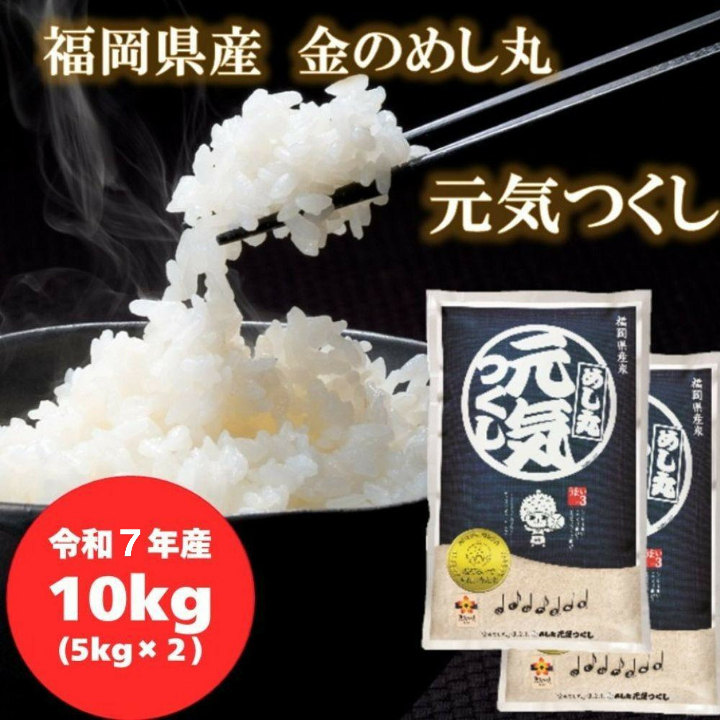【ふるさと納税】【令和7年産】福岡県産金のめし丸元気つくし　10kg(5kg×2袋) | お米 こめ 白米 食品 人気 おすすめ 送料無料