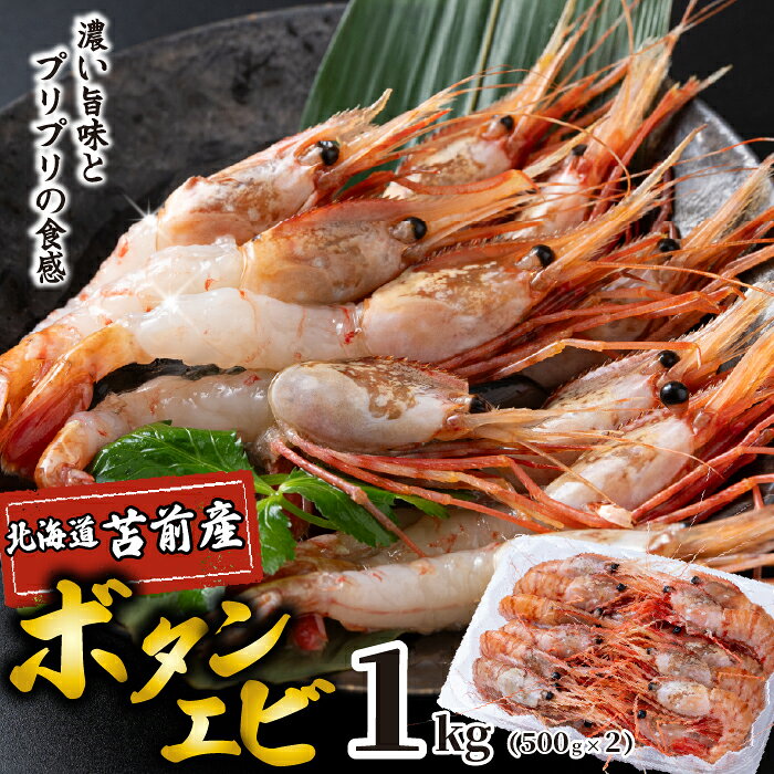 【ふるさと納税】【数量限定】北海道苫前産 ボタンエビ 1kg（500g×2） ぼたんえび 牡丹海老 えび 海老 小分け 正月 海鮮 魚介類 刺身 ボイル 急速冷凍 3Dフリーザー 北海道 苫前町 とままえ kit04