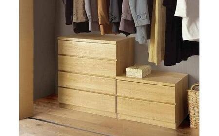 幅70-2段（奥行44cm）クローゼットチェスト「フィット」オーク色 桐たんす 押入れ収納 衣類収納【丸田木工】