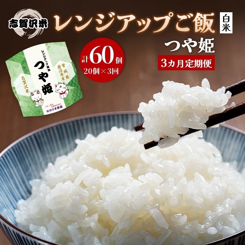 【ふるさと納税】【令和7年産】3ヵ月定期便つや姫志賀沢米レンジアップごはん12個セット お米 米 精米 パックごはん 岩沼市 志賀産