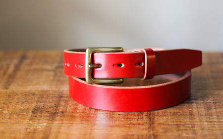 【minca】幅30mmベルト/36インチ  栃木レザーの希少な「ハーネスレザー」使用の贅沢な1枚革のレザーベルト/レッド/HL-B01/RED/minca　592【小物 ファッション 人気 おすすめ 】
