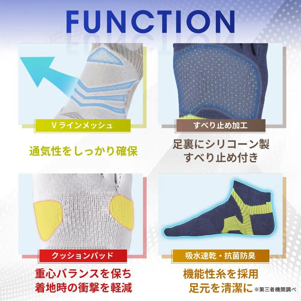 【ファイテン】足王(ソッキング)5本指 メンズ ホワイト/スカイグレー＜25～27cm＞｜京都 人気ブランド ソックス