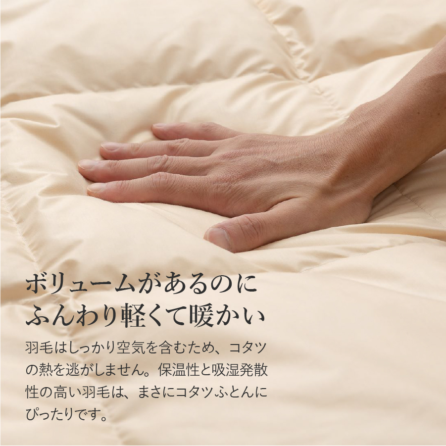 【甲州羽毛ふとん】洗える羽毛こたつ布団（正方形) 羽毛布団